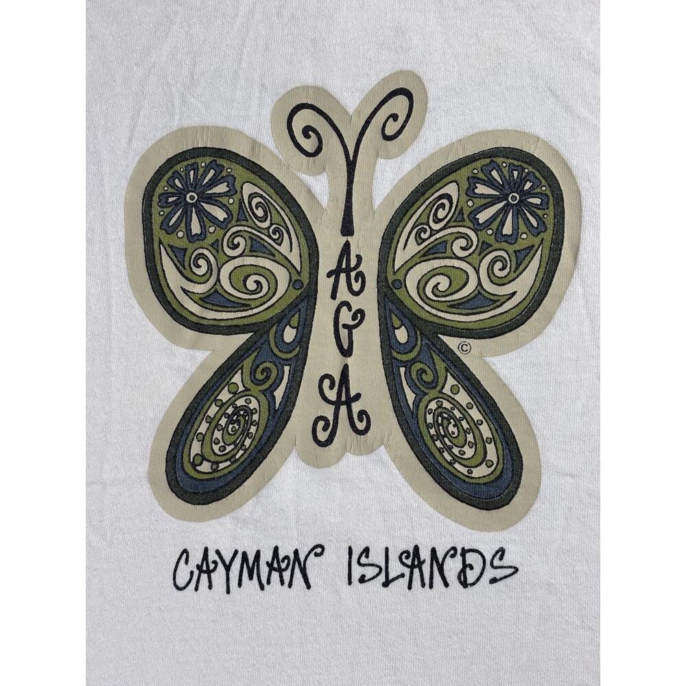 Vintage 90s YAGA Cayman Islands Butterfly Art Graphic Shirt Mens Size Small - Picture 3 of 10
